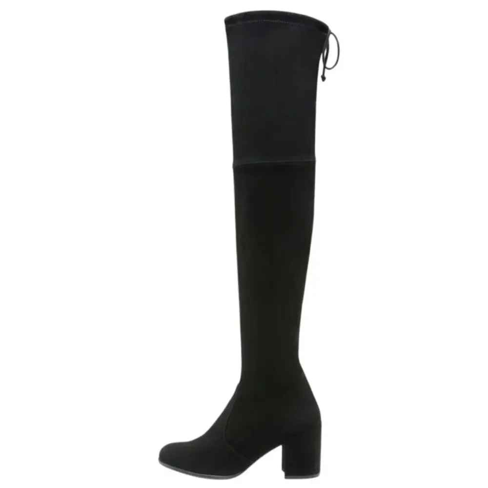 Stuart Weitzman Womens Tieland Over The Knee Boots Size 6 Black Suede EUC